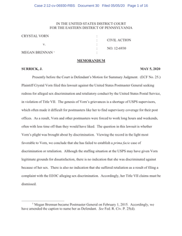 Case 2:12-Cv-06930-RBS Document 30 Filed 05/05/20 Page 1 of 16