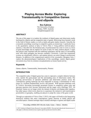 Exploring Transtextuality in Competitive Games and Esports