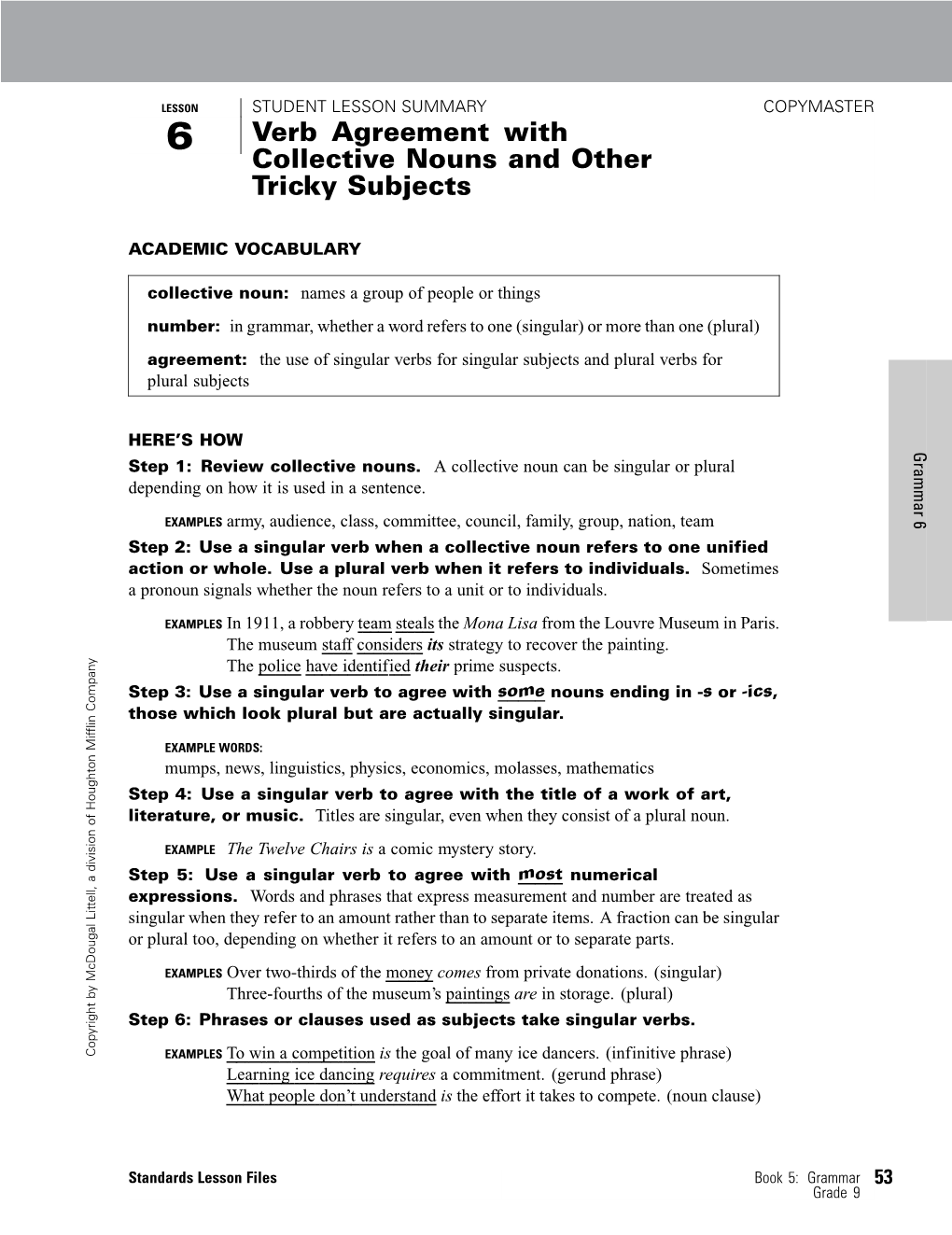 Verb Agreement with Collective Nouns and Other Tricky Subjects