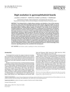 Digit Evolution in Gymnophthalmid Lizards JULIANA G