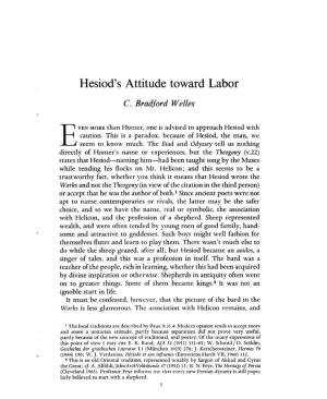 Hesiod's Attitude Toward Labor BRADFORD WELLES, C