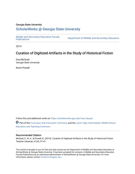 Curation of Digitized Artifacts in the Study of Historical Fiction