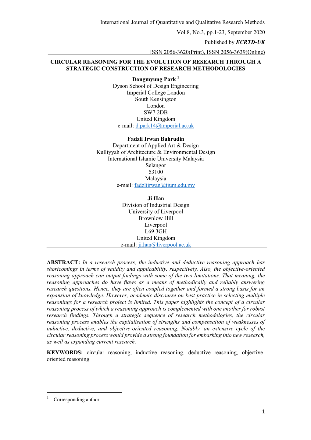 International Journal of Quantitative and Qualitative Research Methods