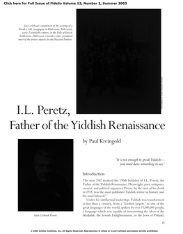 I.L. Peretz, Father of the Yiddish Renaissance