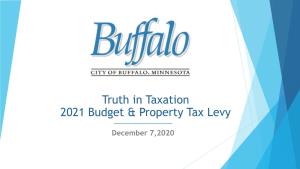 Truth in Taxation 2021 Budget & Property Tax Levy