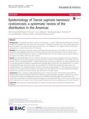 Epidemiology of Taenia Saginata Taeniosis/Cysticercosis