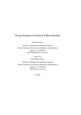 Pricing Strategies in Online & Offline Retailing