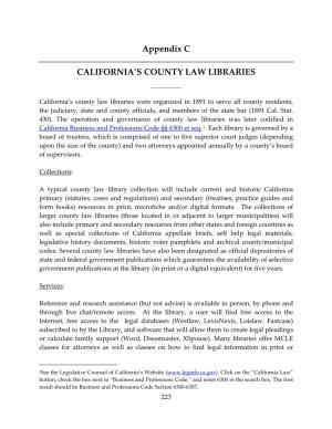 Appendix C CALIFORNIA's COUNTY LAW LIBRARIES