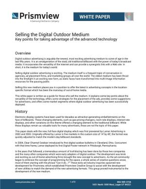 Selling the Digital Outdoor Medium WHITE PAPER