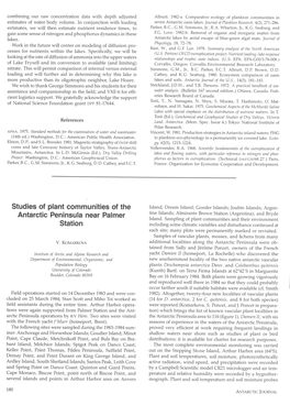 Studies of Plant Communities of the Antarctic Peninsula Near Palmer