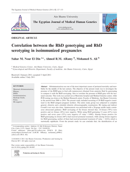 Correlation Between the Rhd Genotyping and Rhd Serotyping in Isoimmunized Pregnancies