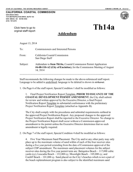 California Coastal Commission Staff Report and Recommendation Regarding No. 6-08-110-A2 (City of Encinitas)
