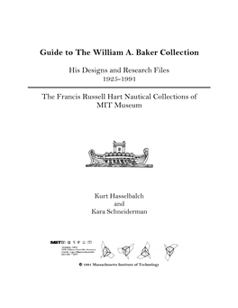 Guide to the William A. Baker Collection