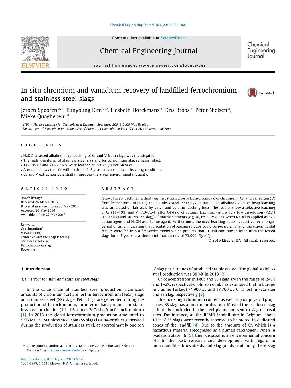 In-Situ Chromium and Vanadium Recovery of Landfilled Ferrochromium