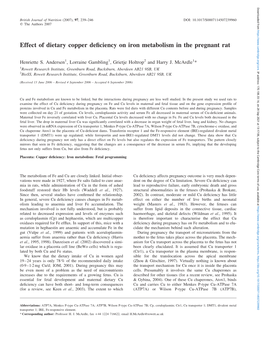 Effect of Dietary Copper Deficiency on Iron Metabolism in the Pregnant