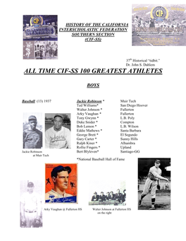 Time Cif-Ss 100 Greatest Athletes