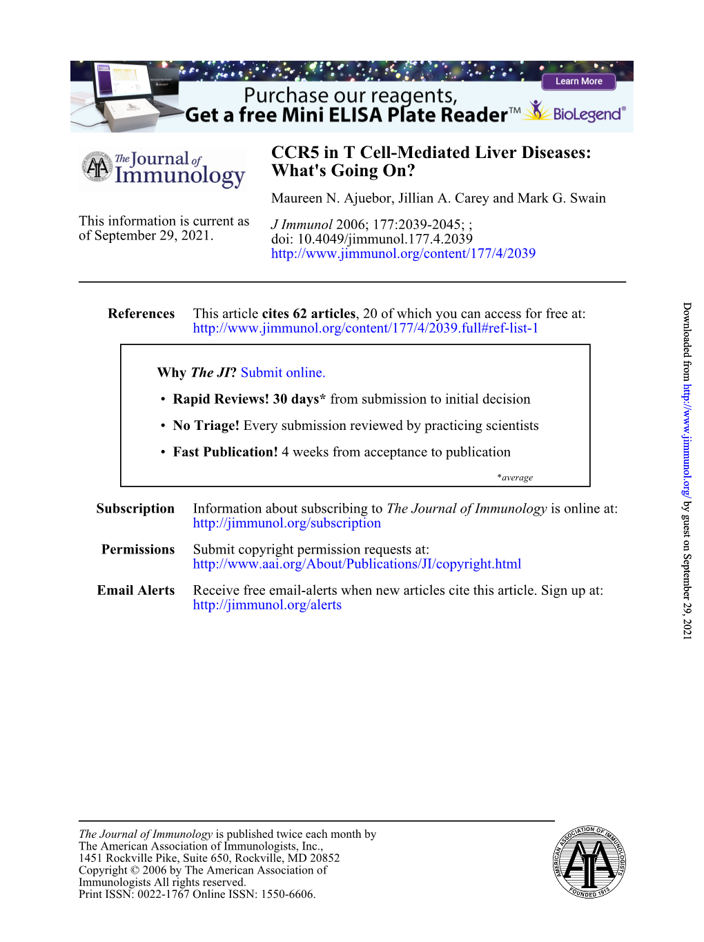 CCR5 in T Cell-Mediated Liver Diseases: What's Going On? Maureen N