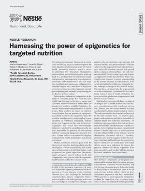 Harnessing the Power of Epigenetics for Targeted Nutrition