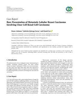 Rare Presentation of Metastatic Lobular Breast Carcinoma Involving Clear Cell Renal Cell Carcinoma