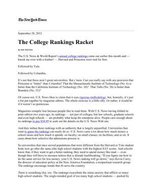 The College Rankings Racket