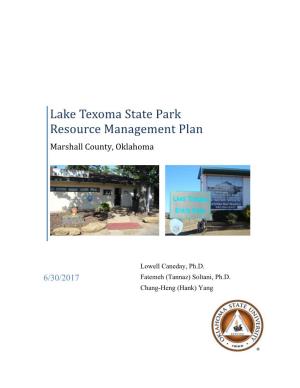 Lake Texoma State Park Resource Management Plan Marshall County, Oklahoma