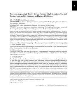 1 Towards Augmented Reality-Driven Human-City