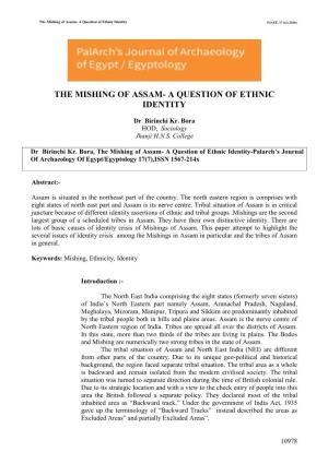 The Mishing of Assam- a Question of Ethnic Identity PJAEE, 17 (6) (2020)