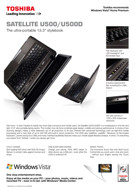 SATELLITE U500/U500D the Ultra-Portable 13.3" Stylebook