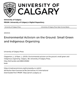 Environmental Activism on the Ground: Small Green and Indigenous Organizing