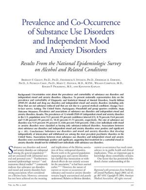 Prevalence and Co-Occurrence of Substance Use Disorders and Independent Mood and Anxiety Disorders