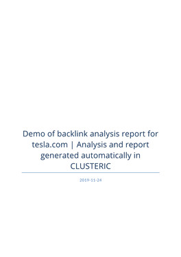 Demo of Backlink Analysis Report for Tesla.Com | Analysis and Report Generated Automatically in CLUSTERIC