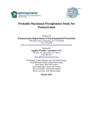 Probable Maximum Precipitation Study for Pennsylvania