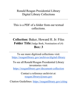 Howard Baker Files: Series I Subject File: Box 3: Folder 15 Judge