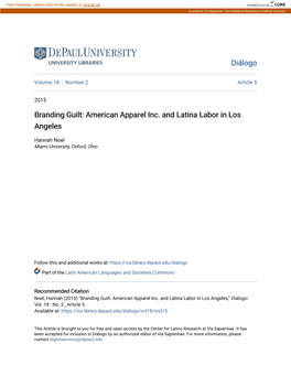 American Apparel Inc. and Latina Labor in Los Angeles