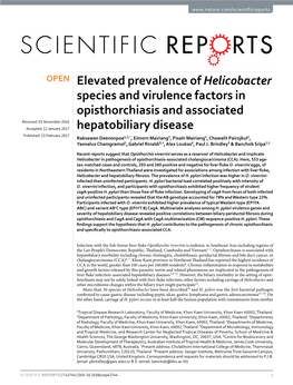 Elevated Prevalence of Helicobacter Species and Virulence Factors In