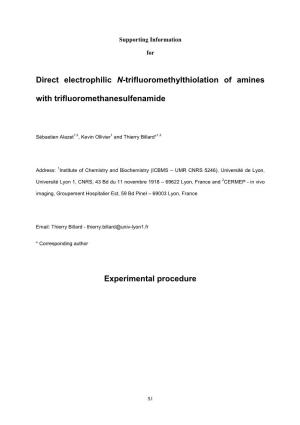 Direct Electrophilic N-Trifluoromethylthiolation of Amines with Trifluoromethanesulfenamide