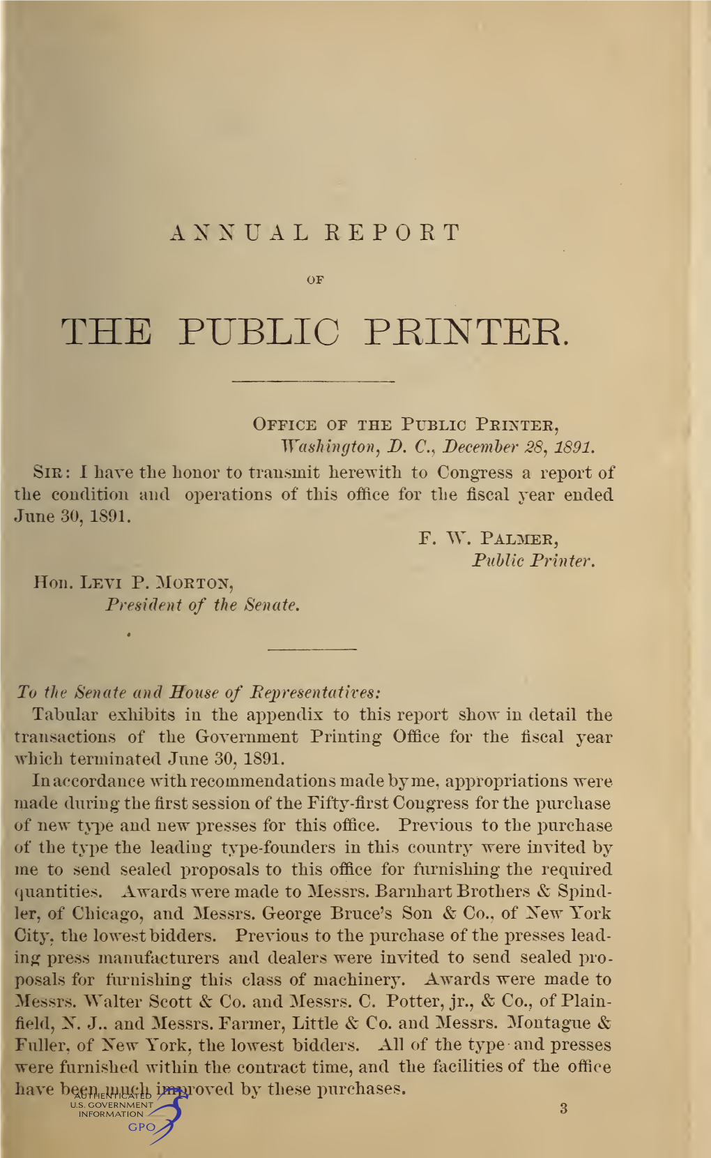 Annual Report of the Public Printer