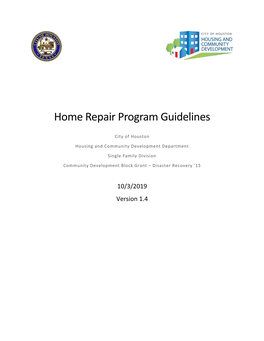 Home Repair Program Guidelines