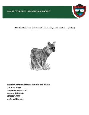 Maine Taxidermy Information Booklet