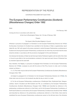 The European Parliamentary Constituencies (Scotland) (Miscellaneous Changes) Order 1992