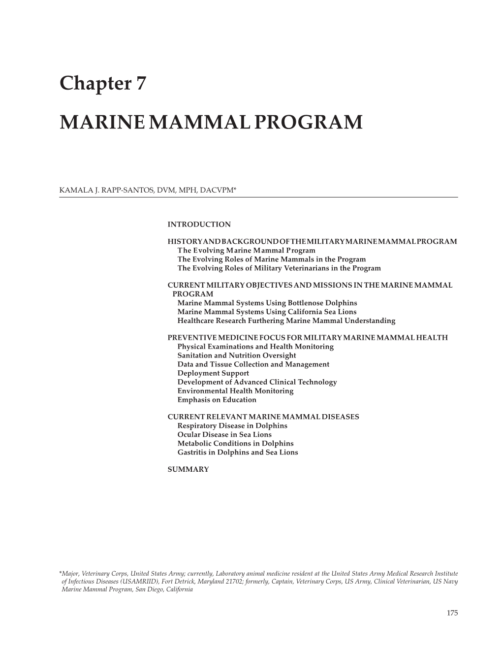 Chapter 7 MARINE MAMMAL PROGRAM