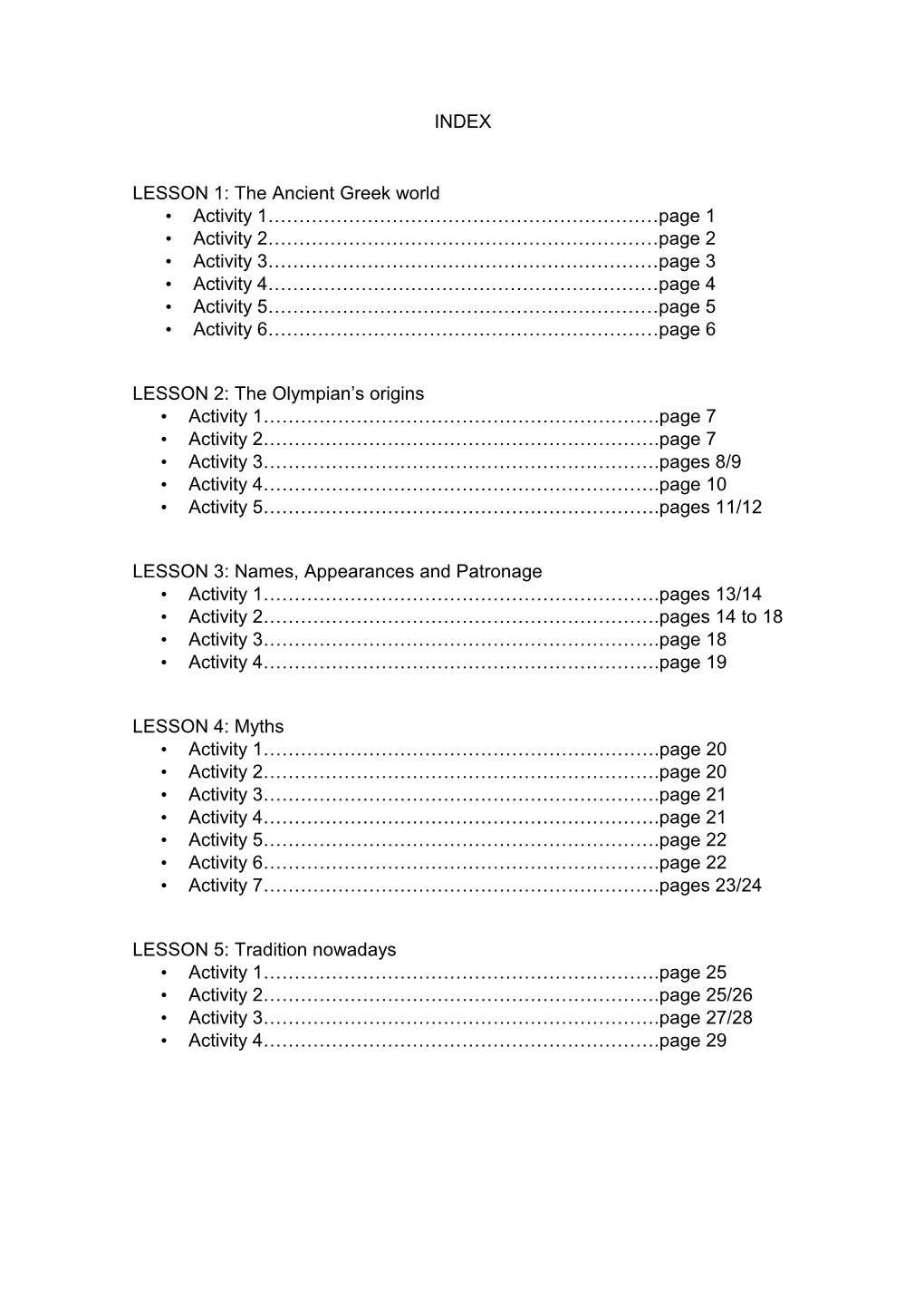 The Ancient Greek World • Activity 1