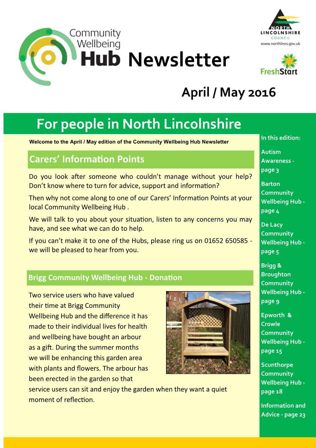 Newsletter April / May 2016 Brigg Community Wellbeing