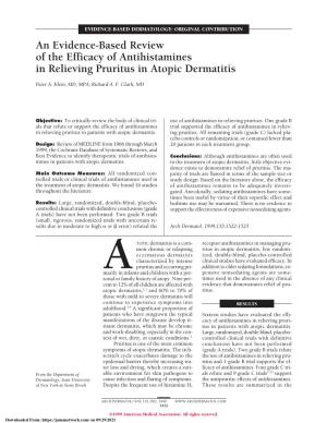 An Evidence-Based Review of the Efficacy of Antihistamines in Relieving Pruritus in Atopic Dermatitis