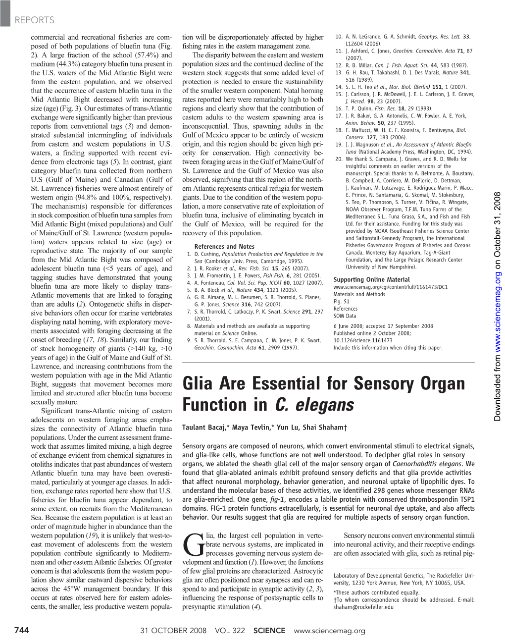 Glia Are Essential for Sensory Organ Function in C. Elegans