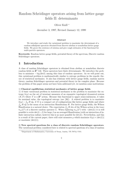 Random Schroedinger Operators Arising from Lattice Gauge Fields [PDF]