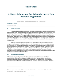 A Short Primer on the Administrative Law of Bank Regulation
