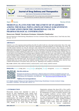 Journal of Drug Delivery and Therapeutics MEDICINAL PLANTS