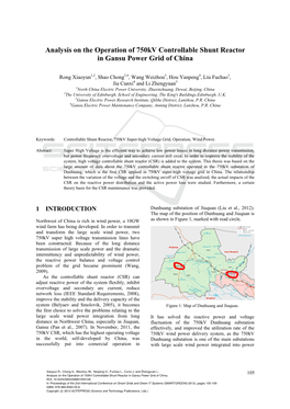 Analysis on the Operation of 750Kv Controllable Shunt Reactor in Gansu Power Grid of China