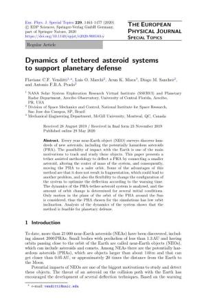 Dynamics of Tethered Asteroid Systems to Support Planetary Defense